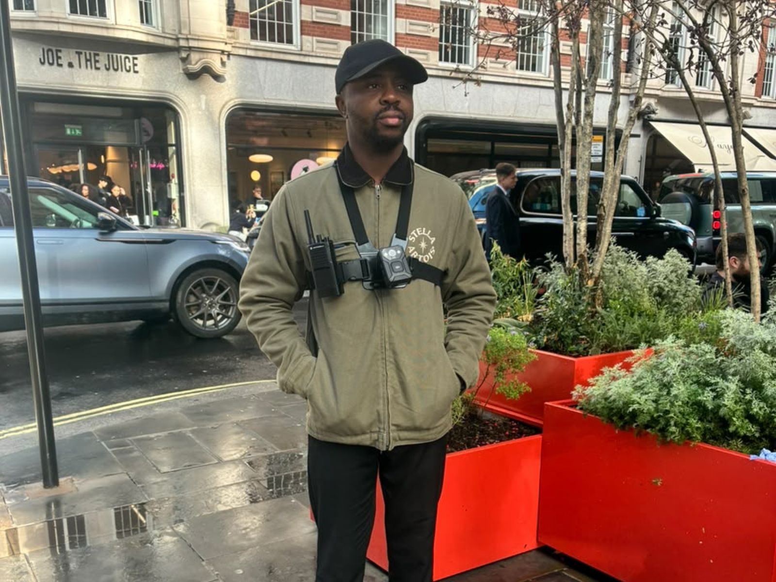Mustapha Fadeyi, founder of Titans by Fàdé, on duty in Central London